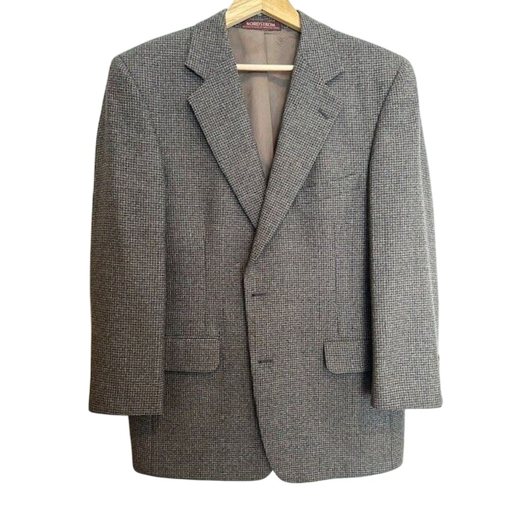 NORDSTROM Signature Men’s Blazer Suit Jacket Plaid 100% Wool Coat Business 42R